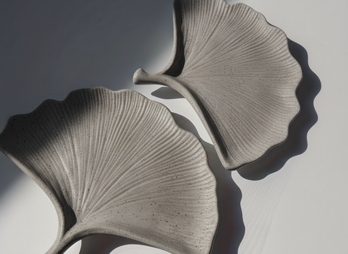 Ginkgo Biloba Leaf Cement Tray | Handmade Decorative Catchall