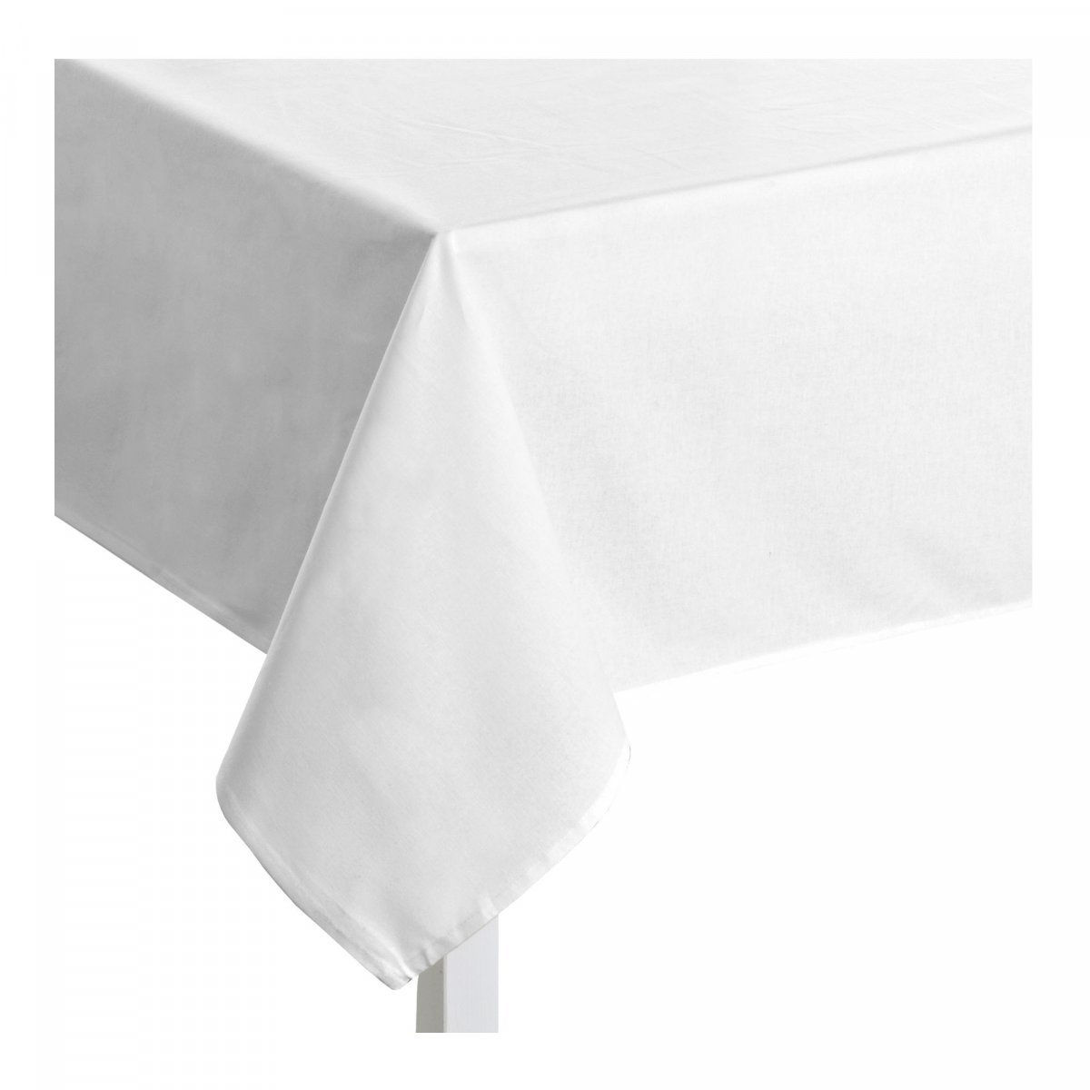 Nappe polyester  touche coton blanche pour table rectangulaire