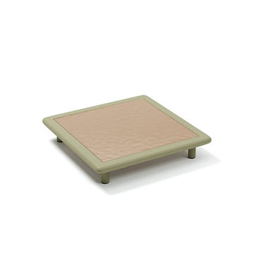 BLISS Coffee Table – aluminium coffee table with teak top angled view