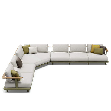 BLISS modular corner sofa configuration – outdoor seating set with mixed units high angle view