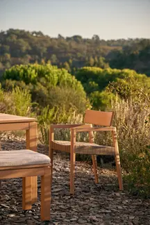 Kubik weatherproof techteak outdoor dinning chairs, in residential setting