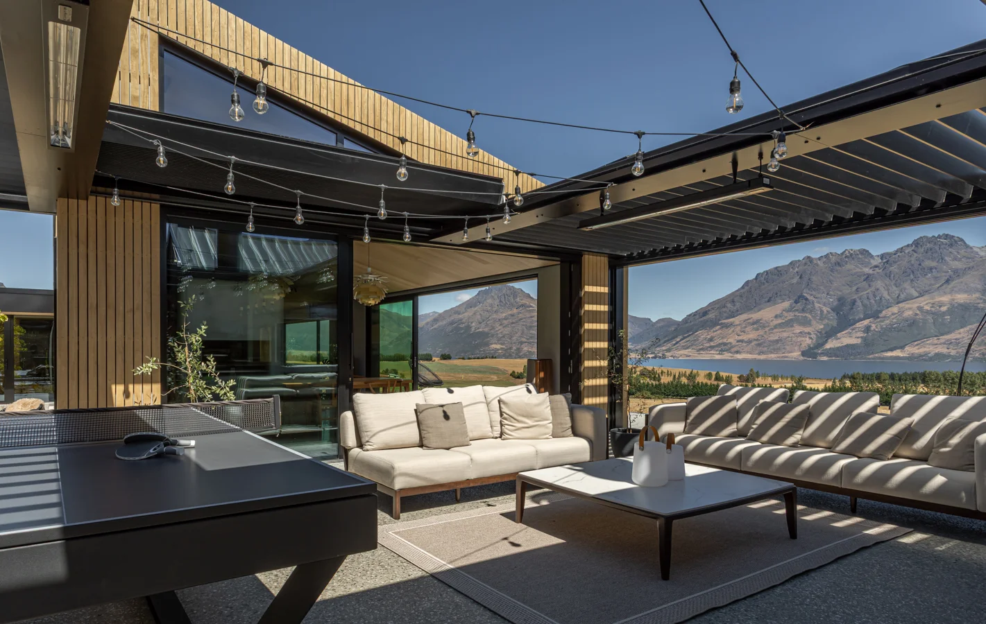 Weatherproof outdoor furniture at JP House Queenstown residential home reflects a deep connection to the outdoors