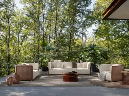 SWITCH Lantern – Shown in a high-end residential outdoor setting as part of a modular furniture arrangement.