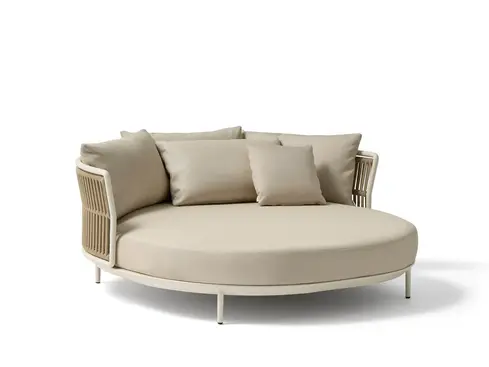Amba Daybed with woven rope backrest, studio product shot.