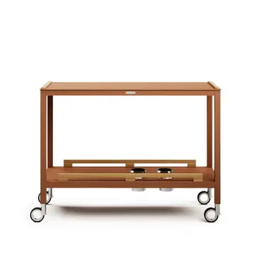 FLAIR Trolley – Studio product shot of aluminium and teak outdoor trolley.