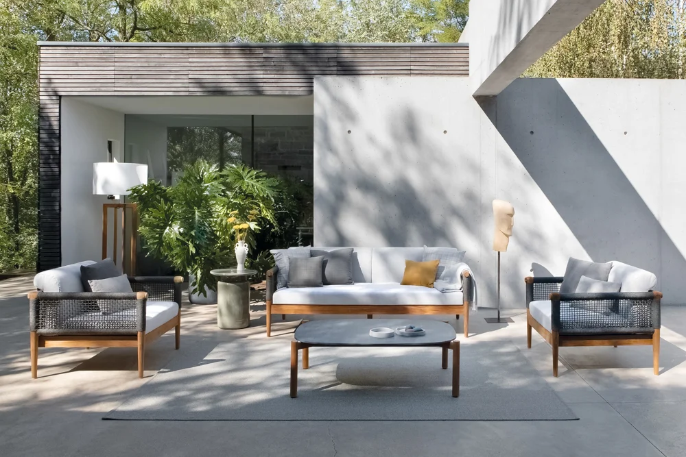 Lodge outdoor sofa in a modern NZ residential setting, perfect for premium outdoor living.