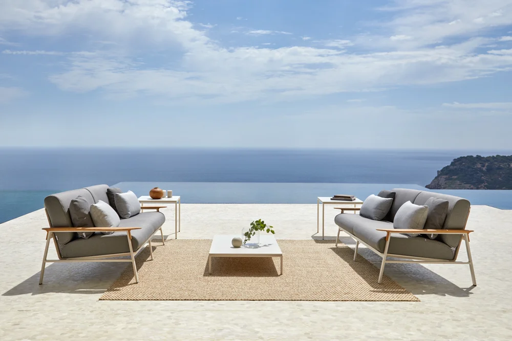 City outdoor sofa with panoramic sea views, ideal for stylish outdoor spaces in NZ.
