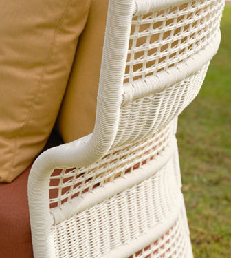 Hand-woven fibre detail on the ESCALA High Back Lounge Chair