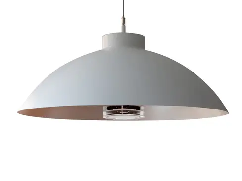 HEATSAIL DOME shown in studio, featuring ambient lighting and far-infrared heat in sculptural form