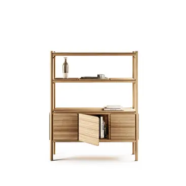 PANAMA Outdoor Cabinet – Studio product shot of cylindrical teak cabinet with enclosed storage.