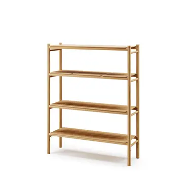PANAMA Outdoor Console – Studio product shot of sculptural teak console with open shelving.