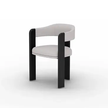 Studio shot of the ZANTE Dining Chair with a curved backrest and tapered legs.