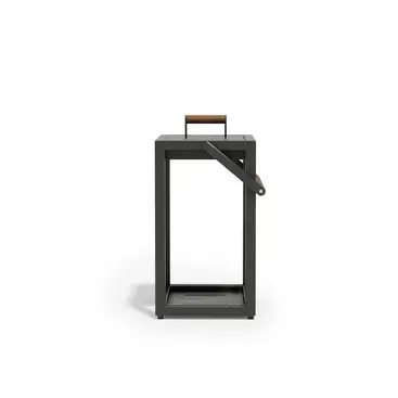 ALBA Lamp – Studio product shot, teak and aluminium outdoor lighting.