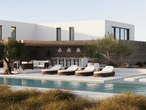 ZANTE Lounger positioned poolside in a stylish residential retreat, designed for leisurely outdoor relaxation.