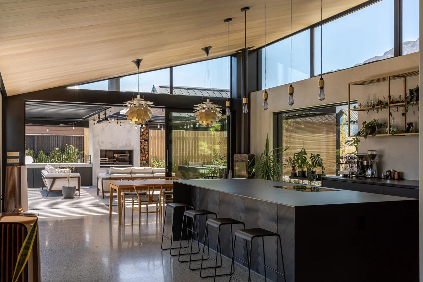 Indoor outdoor flow for Queenstown home reflects a deep connection to both landscape and lifestyle.