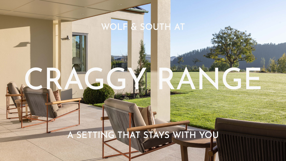 Outdoor terrace with Atmosphera Pipe armchairs overlooking the Craggy Range landscape, showcasing refined outdoor living and architectural calm