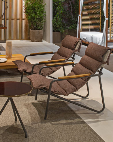 Premium outdoor armchair and footstool