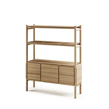 PANAMA Outdoor Cabinet – Studio product shot of cylindrical teak cabinet with enclosed storage.