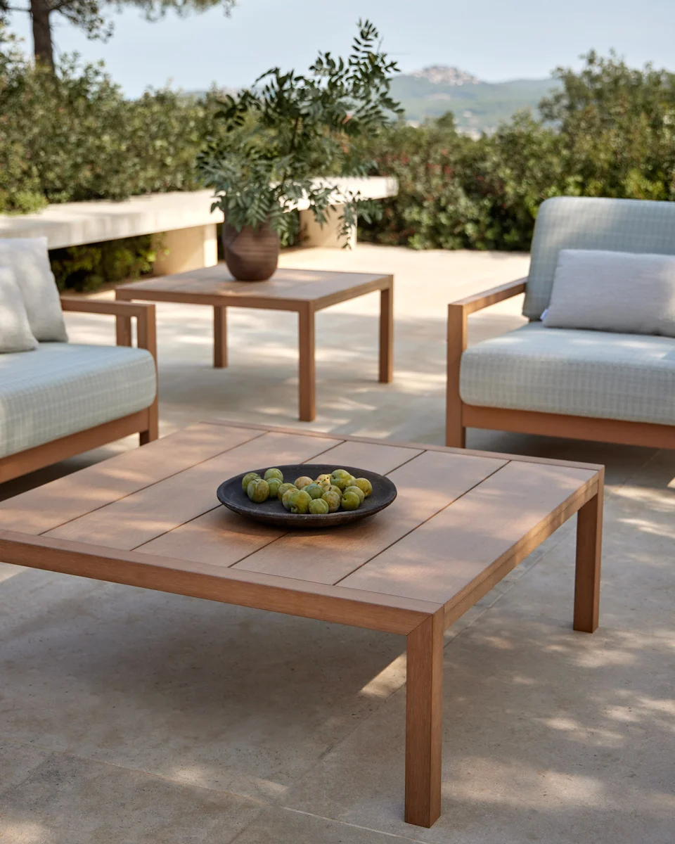 TechTeak outdoor furniture offering the warmth of natural teak with low-maintenance durability.