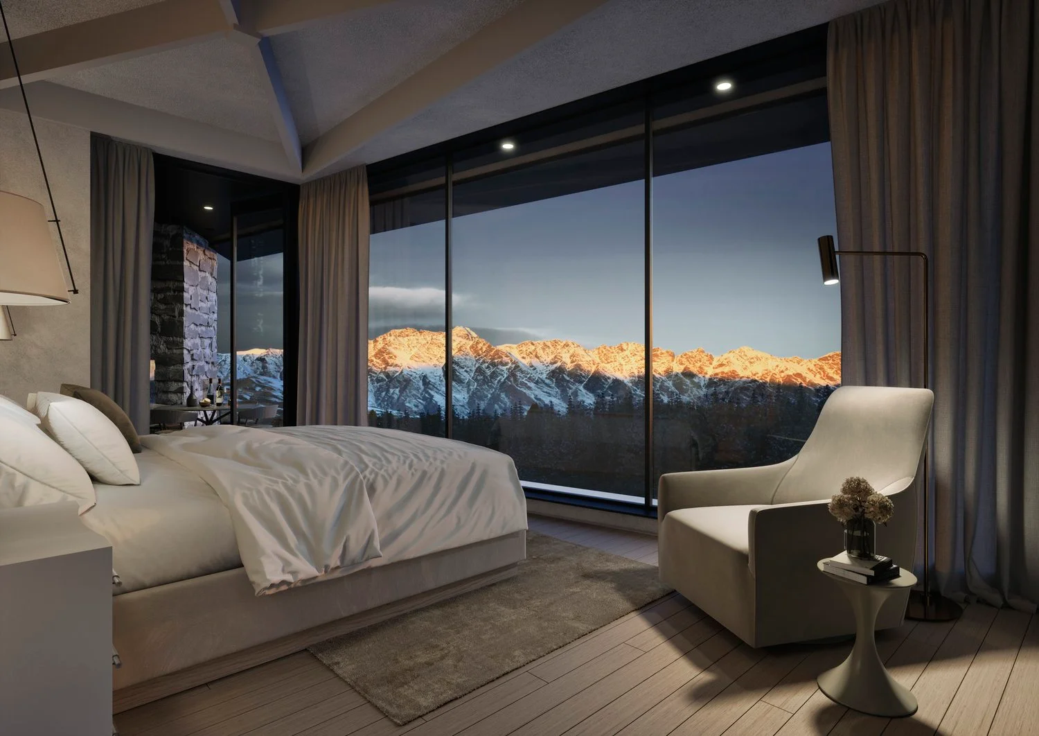 Suite at the Roki Collection, on the shores of Lake Wakatipu, in the heart of Queenstown, New Zealand. 