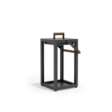 ALBA Lamp – Studio product shot, teak and aluminium outdoor lighting.
