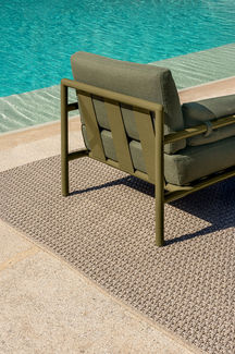 ETHIMO LODGE outdoor lounge armchair back detail with metal frame