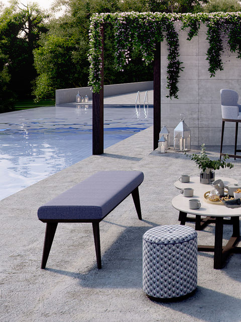 Coco Wolf bench and drum outdoor furniture