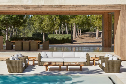 Contemporary outdoor furniture premium weaving fibre sofa coffee tables