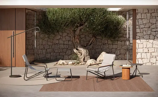 ORBIT Outdoor Lamp – Positioned in a high-end residential outdoor setting.