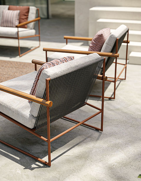 Outdoor furniture Atmosphera Pipe collection in courtyard armchairs