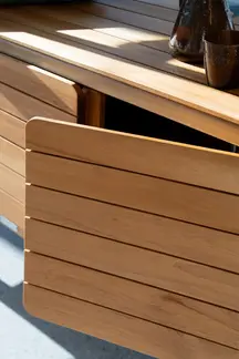PANAMA Outdoor Console – close up detail of shelving in a high-end residential setting as outdoor storage.