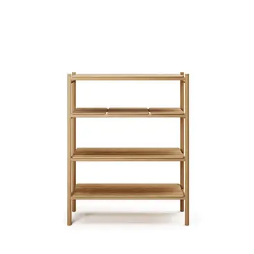 PANAMA Outdoor Console – Studio product shot of sculptural teak console with open shelving.