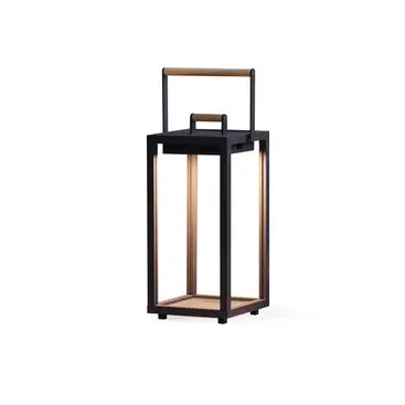 ALBA Lamp – Studio product shot, teak and aluminium outdoor lighting.