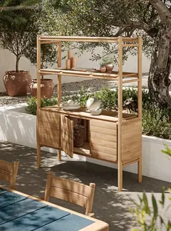PANAMA Outdoor Console – Shown in a high-end residential setting as outdoor shelving or sideboard.
