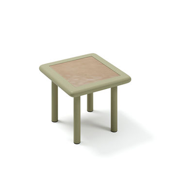 BLISS Side Table – aluminium side table with lava stone top angled view