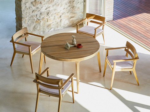 PARALEL Round Dining Table - Teak Outdoor Table | Outdoor Dining Table NZ