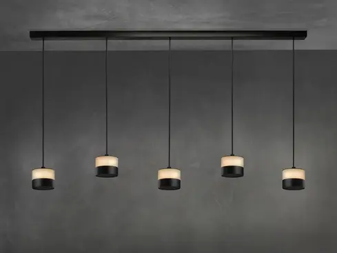 Studio configuration of HEATSAIL GLOW set with straight ceiling rose and minimalist cables