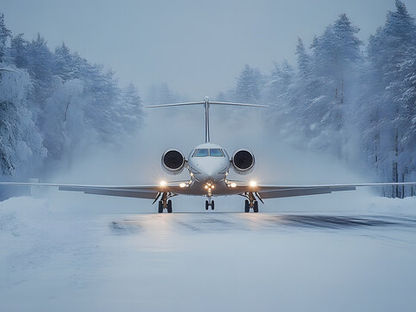 Luxury private jet ready for holiday travel during winter peak season, highlighting the benefits of early charter booking with Mach Point Aviation