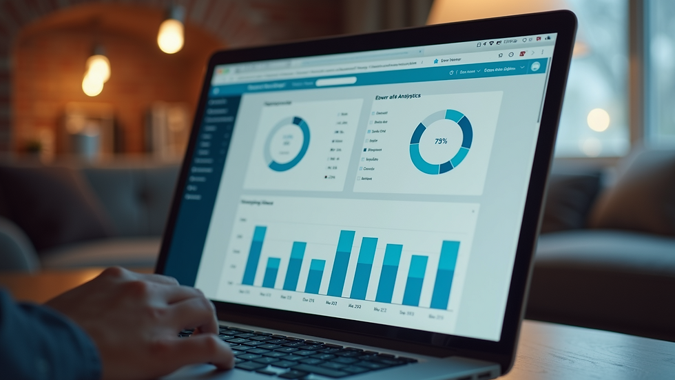 Eye-level view of a laptop screen showing email analytics dashboard