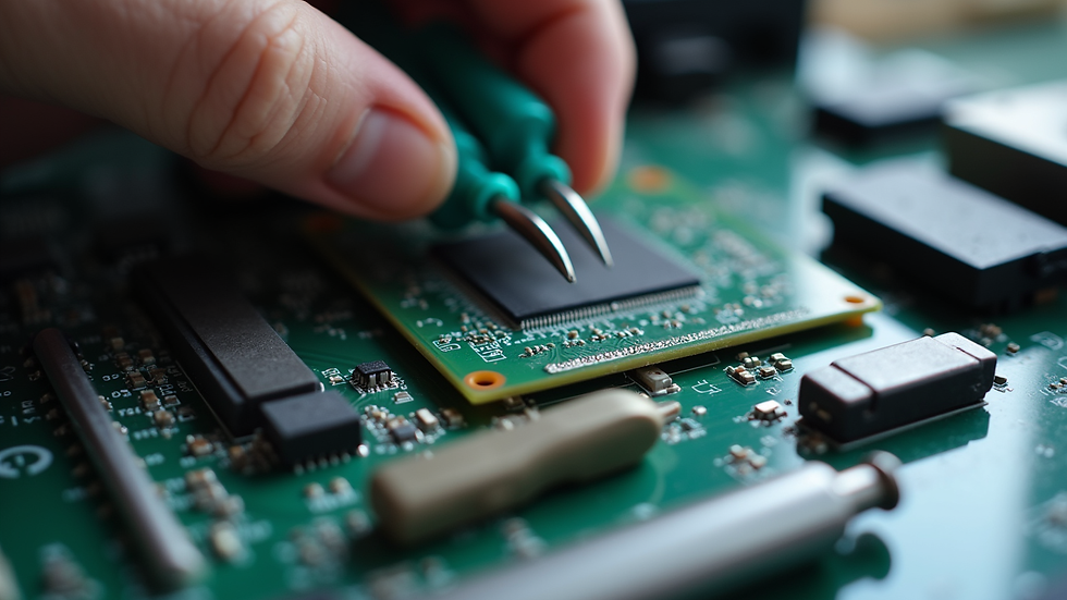 Close-up view of a computer repair toolkit with various tools