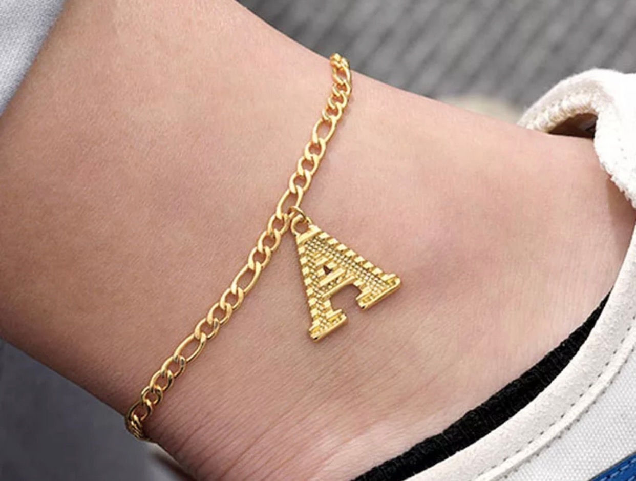 Unisex Golden Initial Anklet