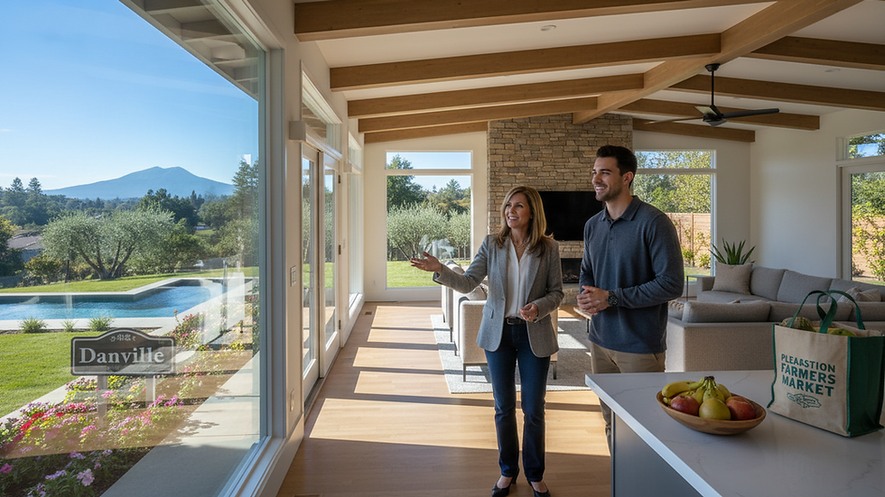 Eye-level view of a real estate agent showing a house to a client