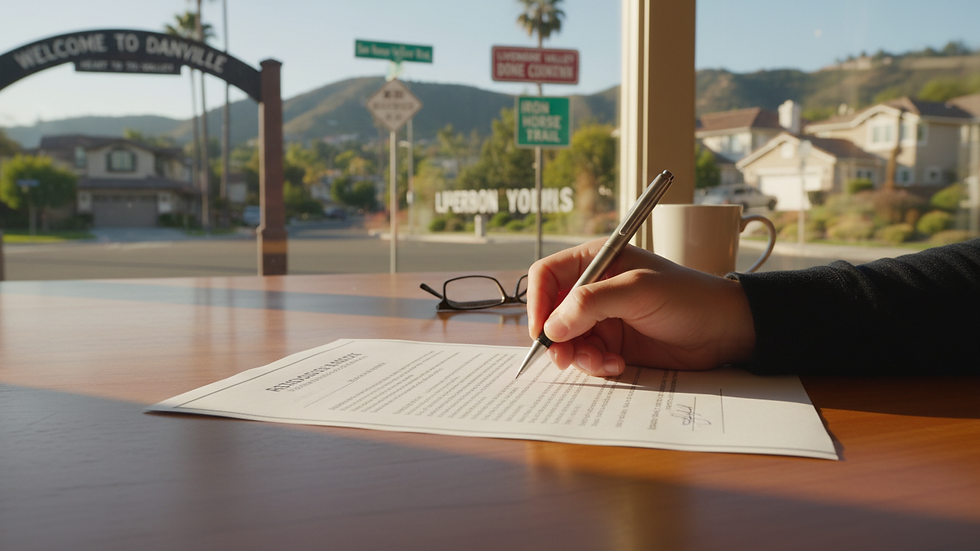 Close-up view of a contract being signed with a pen on a wooden table
