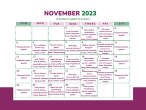 November Meal Menu