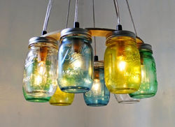 lampara con tarros de cristal