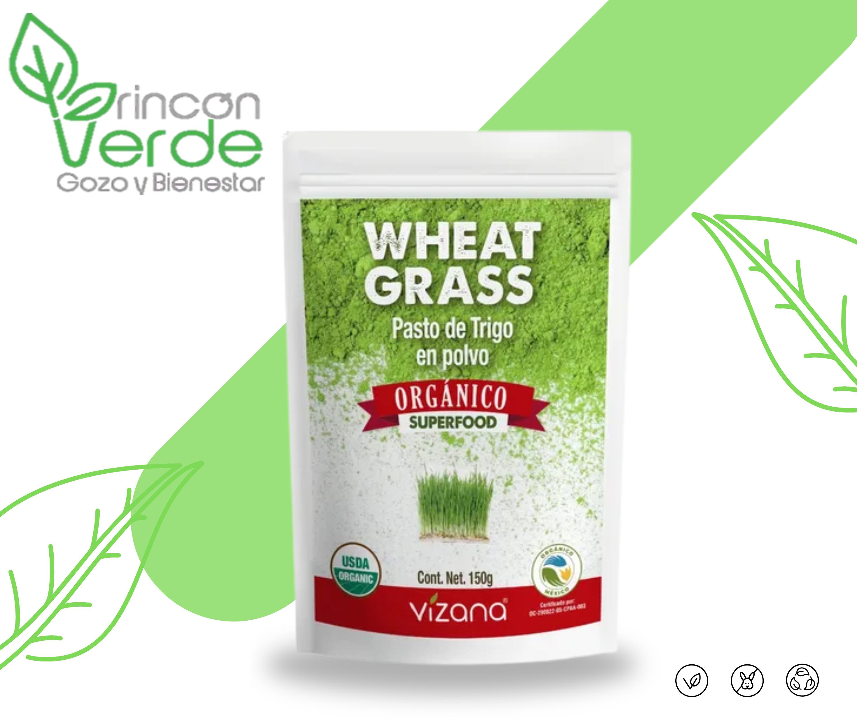 Wheat Grass Pasto de Trigo en Polvo Vizana (150 g)