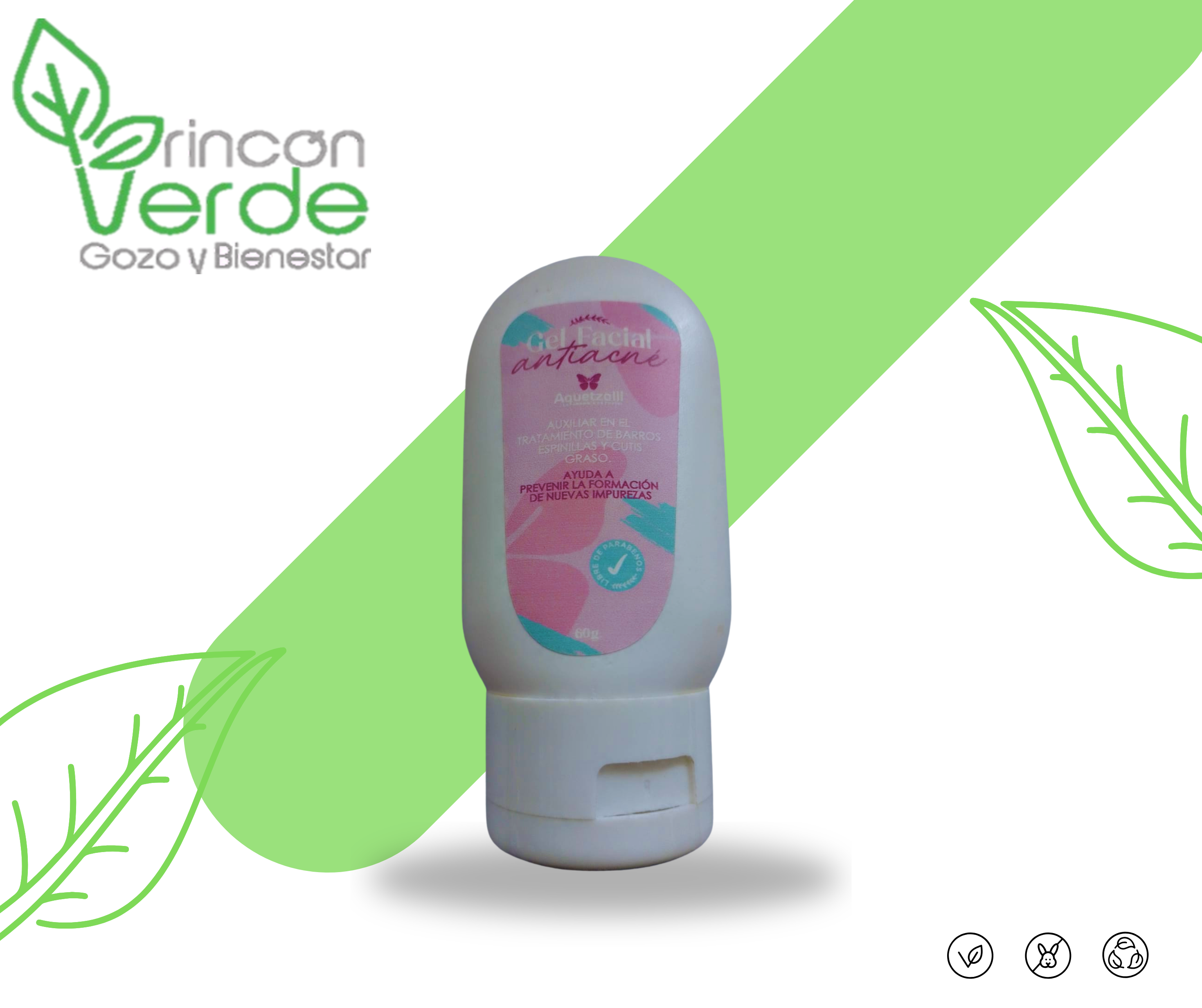 Gel facial Antiacné AQUETZALLI