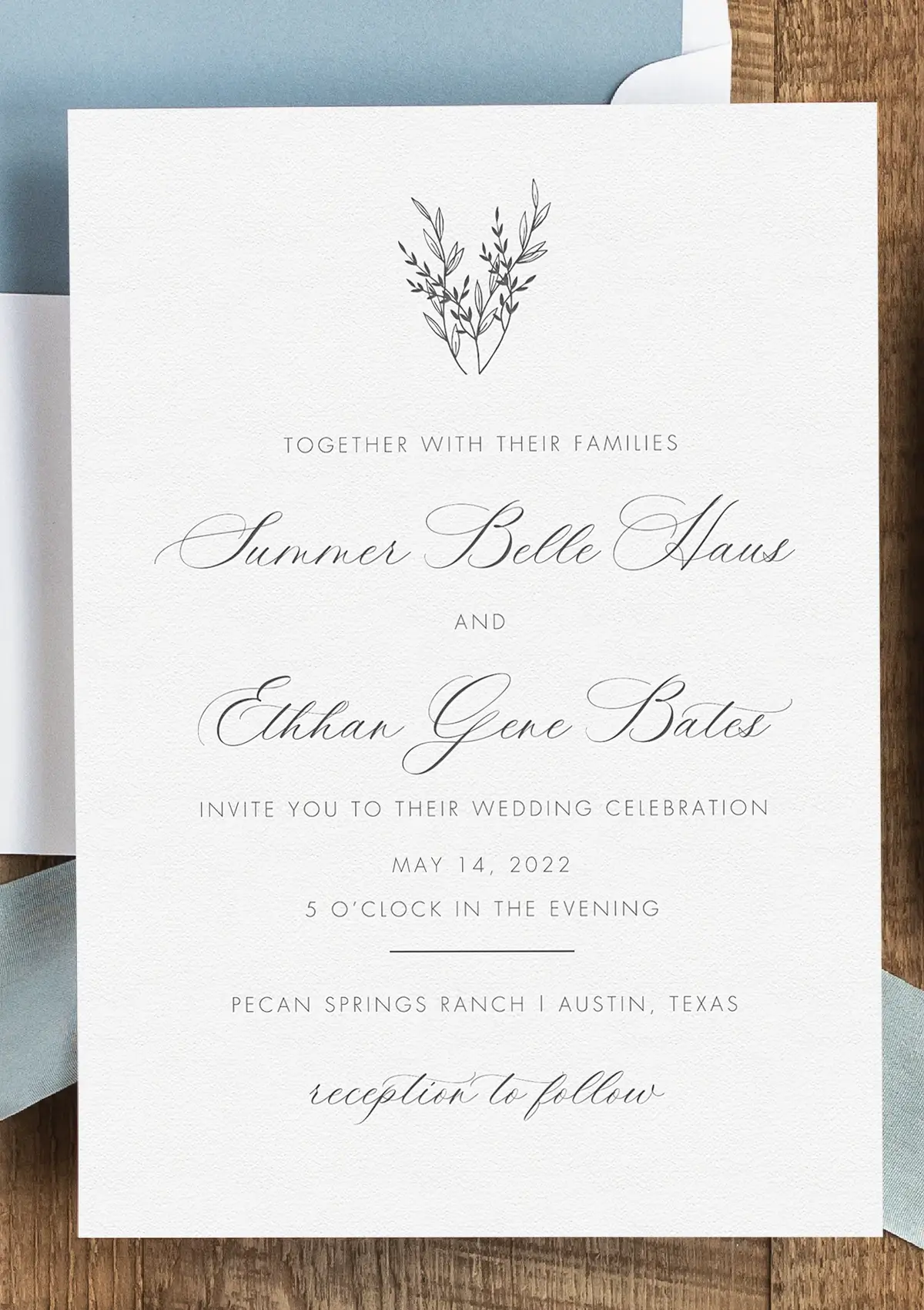 letterpress wedding invitation