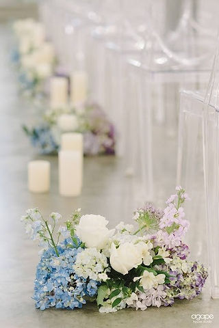 white purple, blue wedding flowers