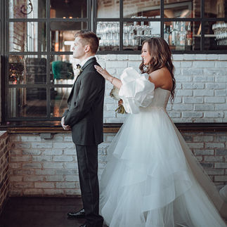 bride and groom first look